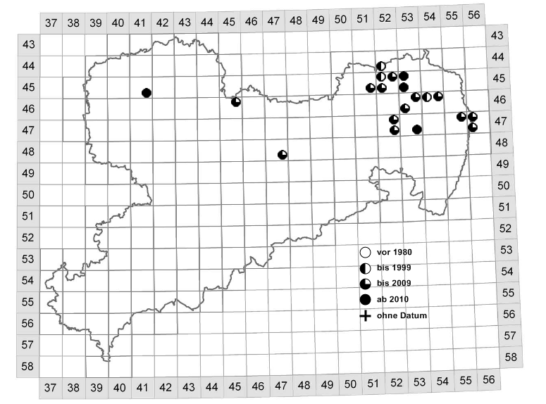 Zeitraumkarte auf MTB-Quadrantenraster (seit 1991)